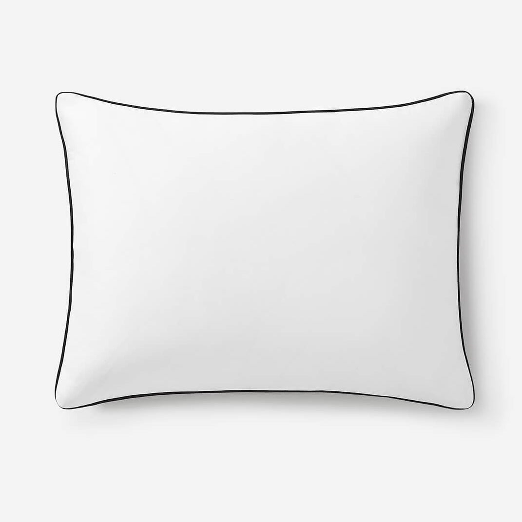 Sunday Citizen White Luxe Bamboo Sham Set with Black Piping ~ Available in King and Standard Sizes