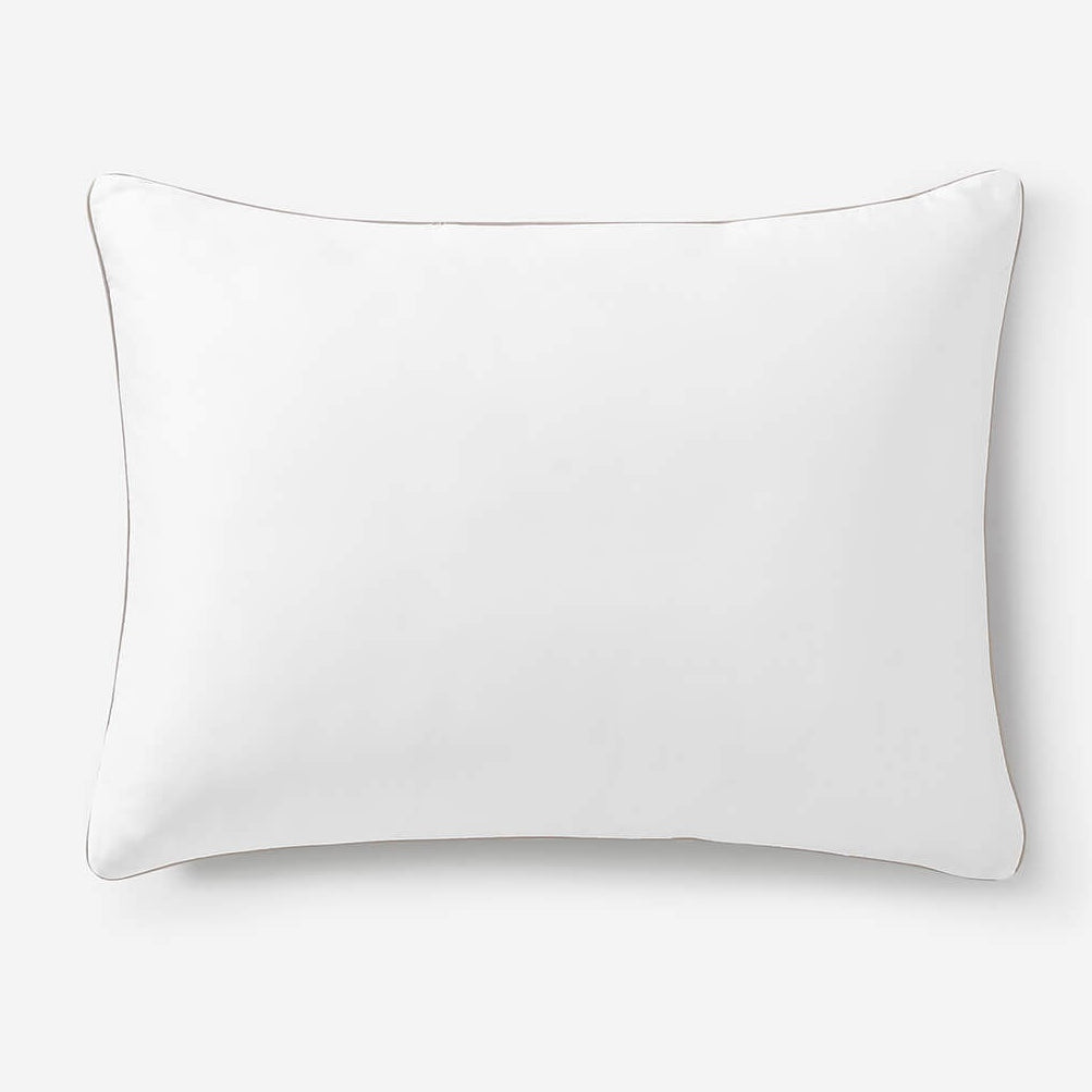 Sunday Citizen White Luxe Bamboo Sham Set with Taupe Piping ~ Available in King and Standard Sizes