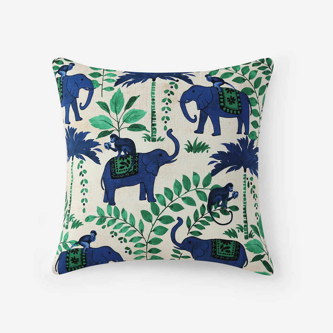 Sunday Citizen Monkey on Elephant Throw Pillow ~ 20 x 20 - Image 1