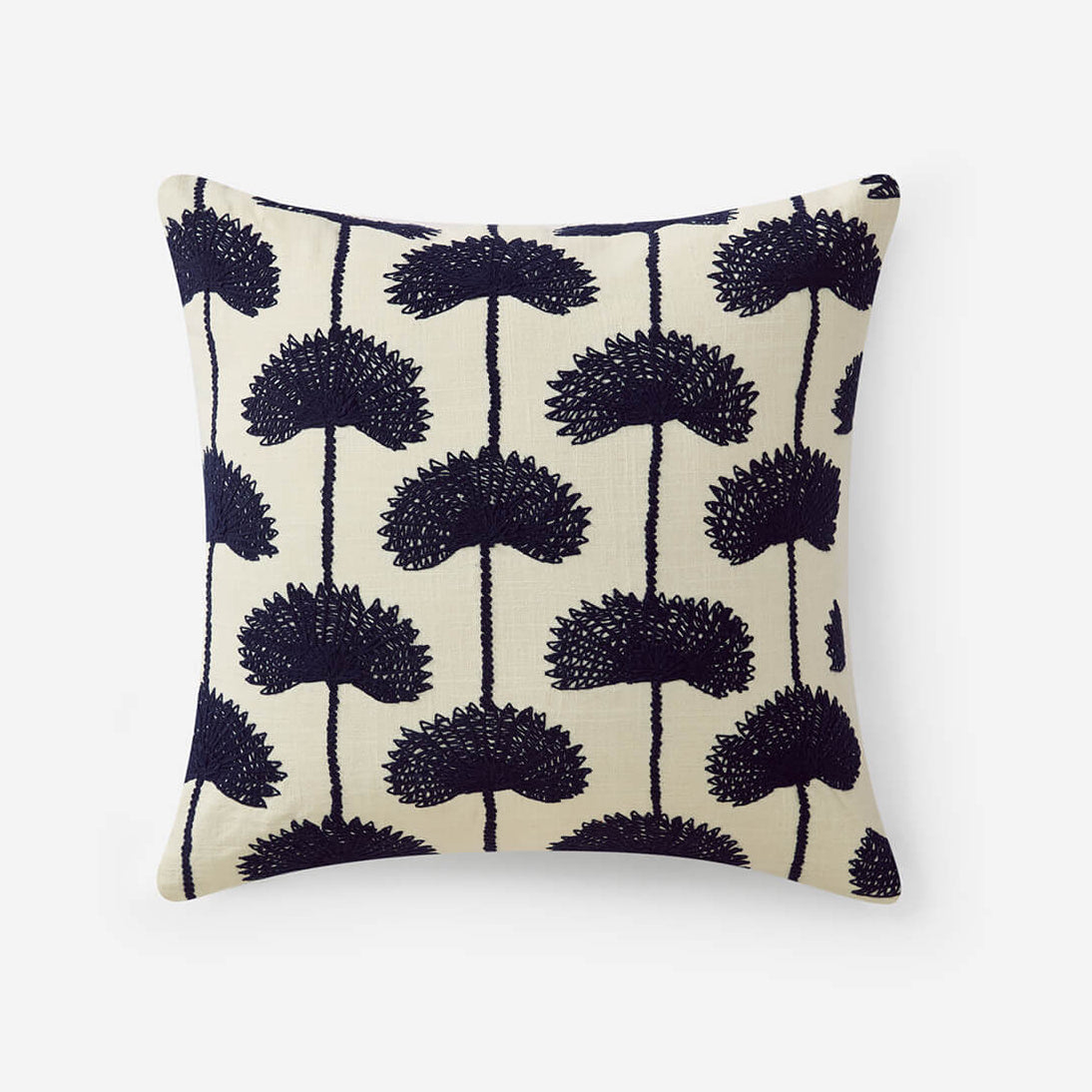 Sunday Citizen Palm Leaf Embroidered Throw Pillow in Navy ~ 20 x 20