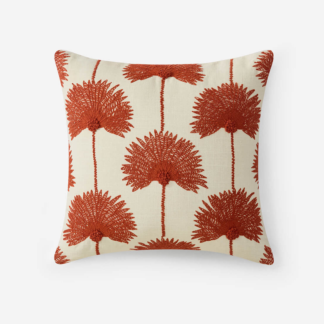 Sunday Citizen Palm Leaf Embroidered Throw Pillow in Sienna ~ 20 x 20