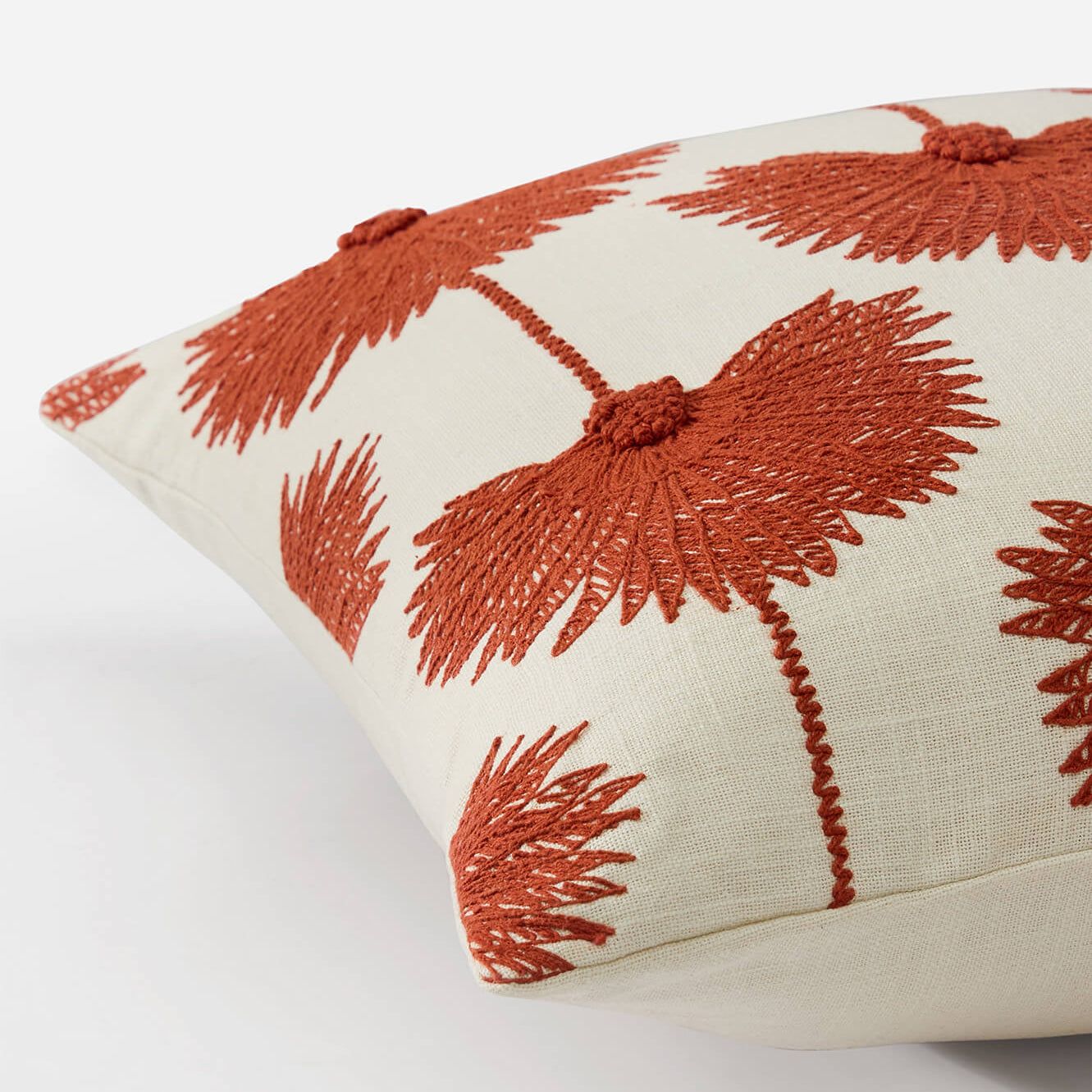 Sunday Citizen Palm Leaf Embroidered Throw Pillow in Sienna ~ 20 x 20 - Image 2