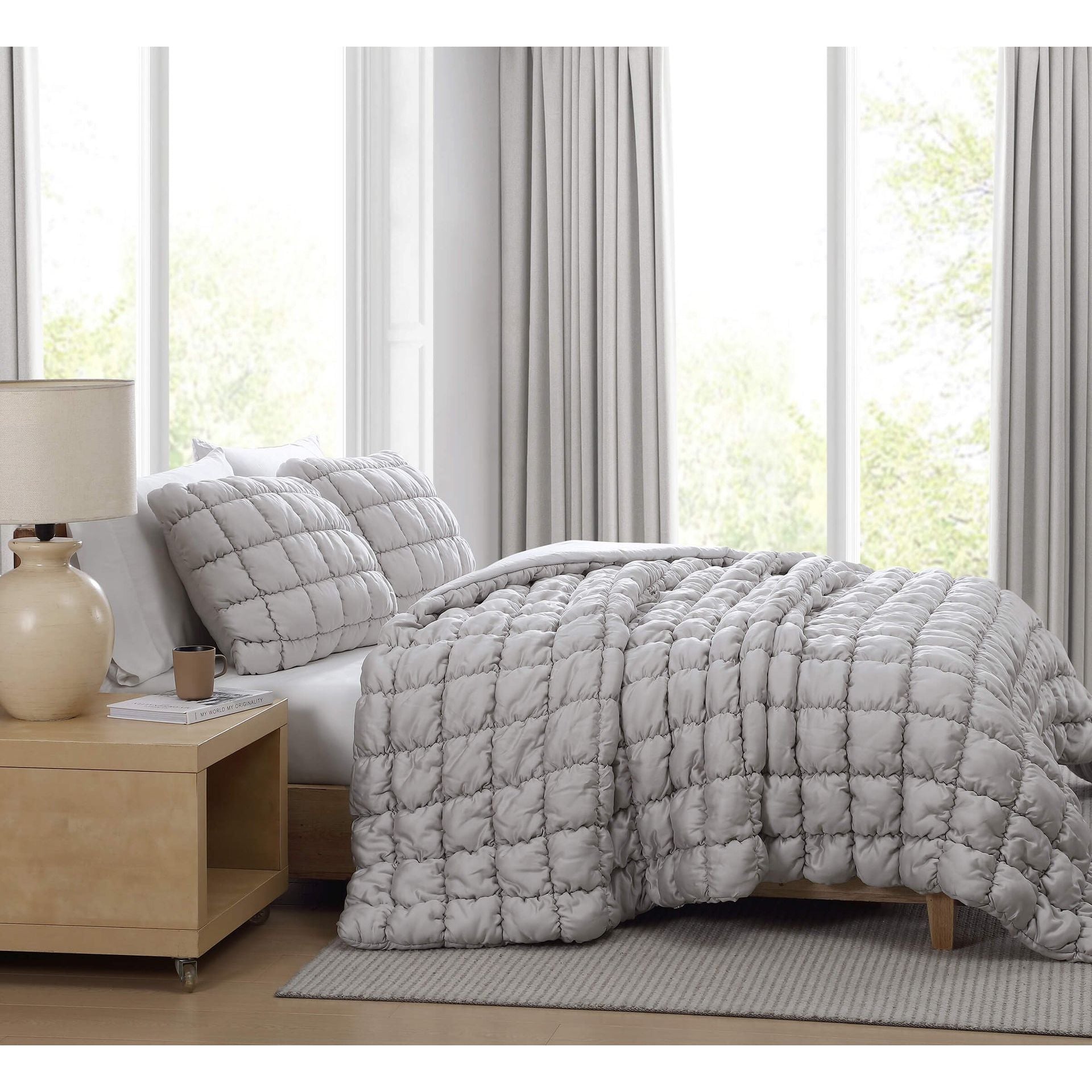 Sunday Citizen Silky Lyocell Puff Sham Set in Pearl Gray ~ Available in King and Standard Sizes - Image 2