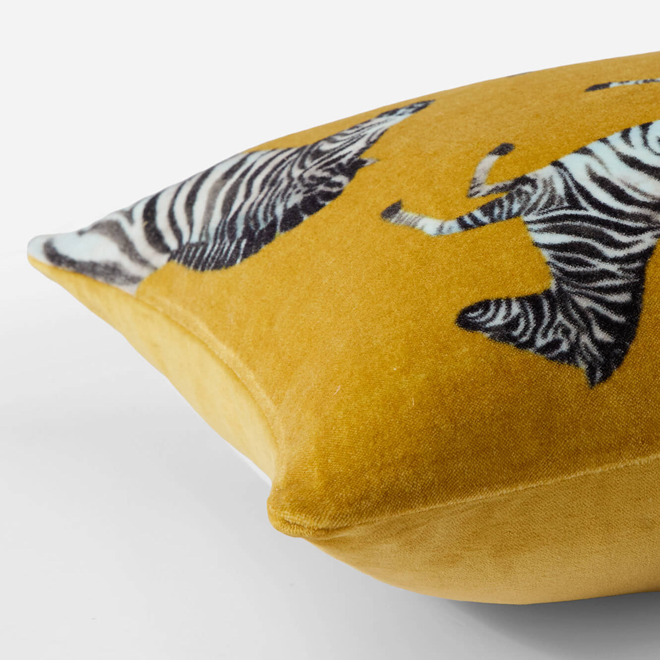 Sunday Citizen Velvet Watercolor Zebra Small Lumbar Pillow in Gold ~ 22 in x 14 in - Image 2