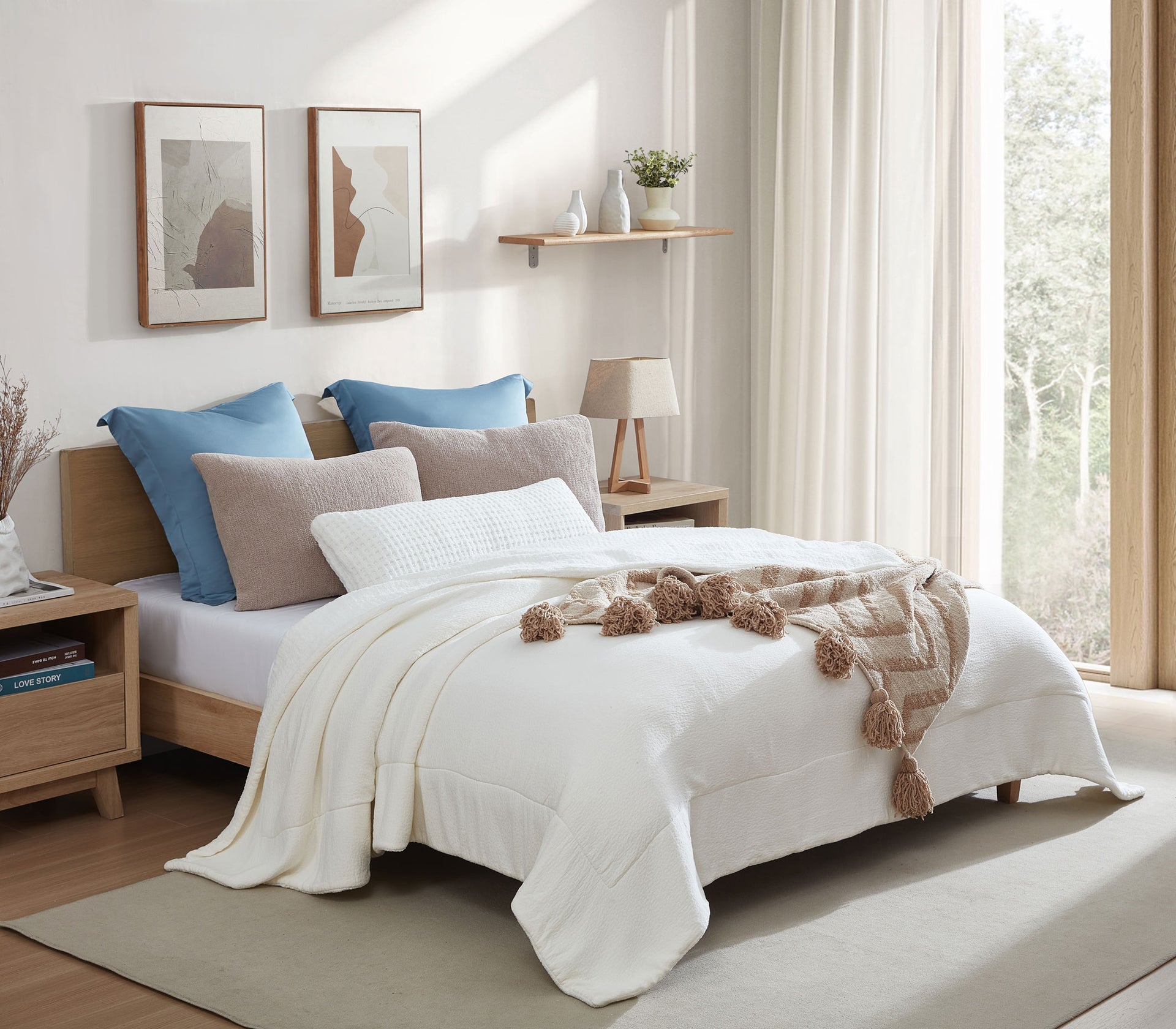 Sunday Citizen Waffle Lumbar Pillow in Off White ~ 36 x 14 - Image 2