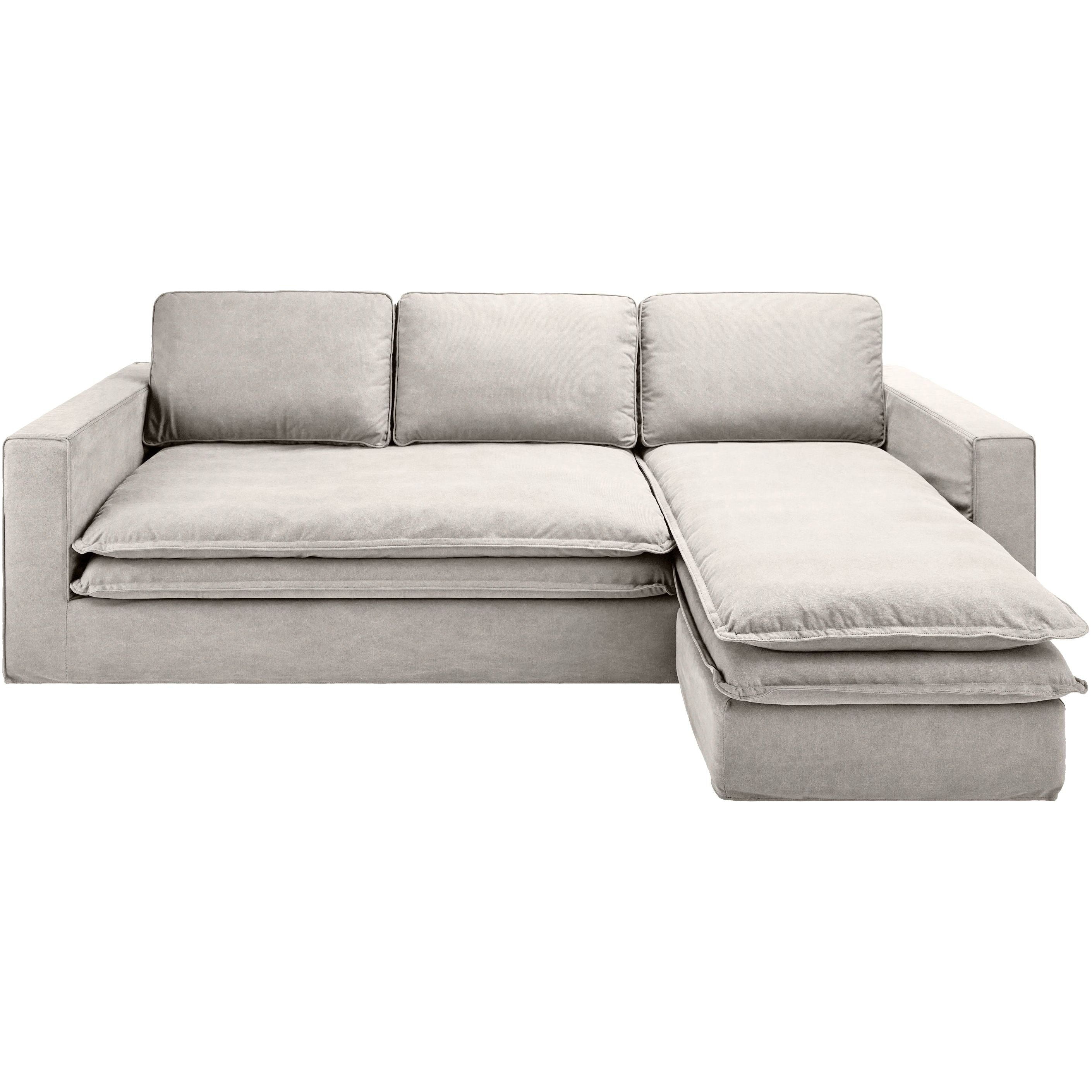 Surya Davis Modern Light Beige Slipcovered Sectional Sofa with Chaise - Image 1