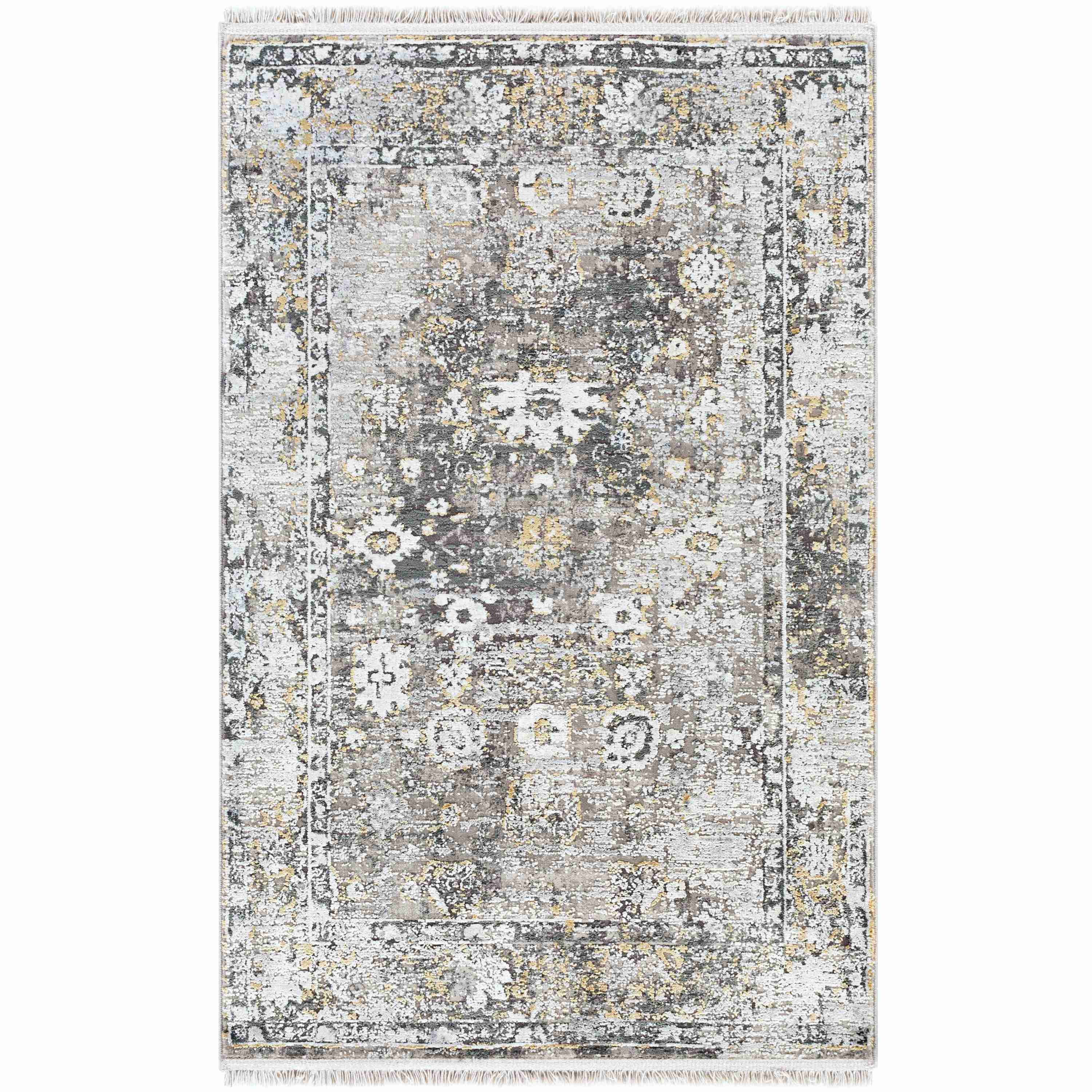 Surya Rugs Solar Collection Black, Gray, Charcoal, Saffron, White & Light Gray Area Rug SOR-2308 - Image 1