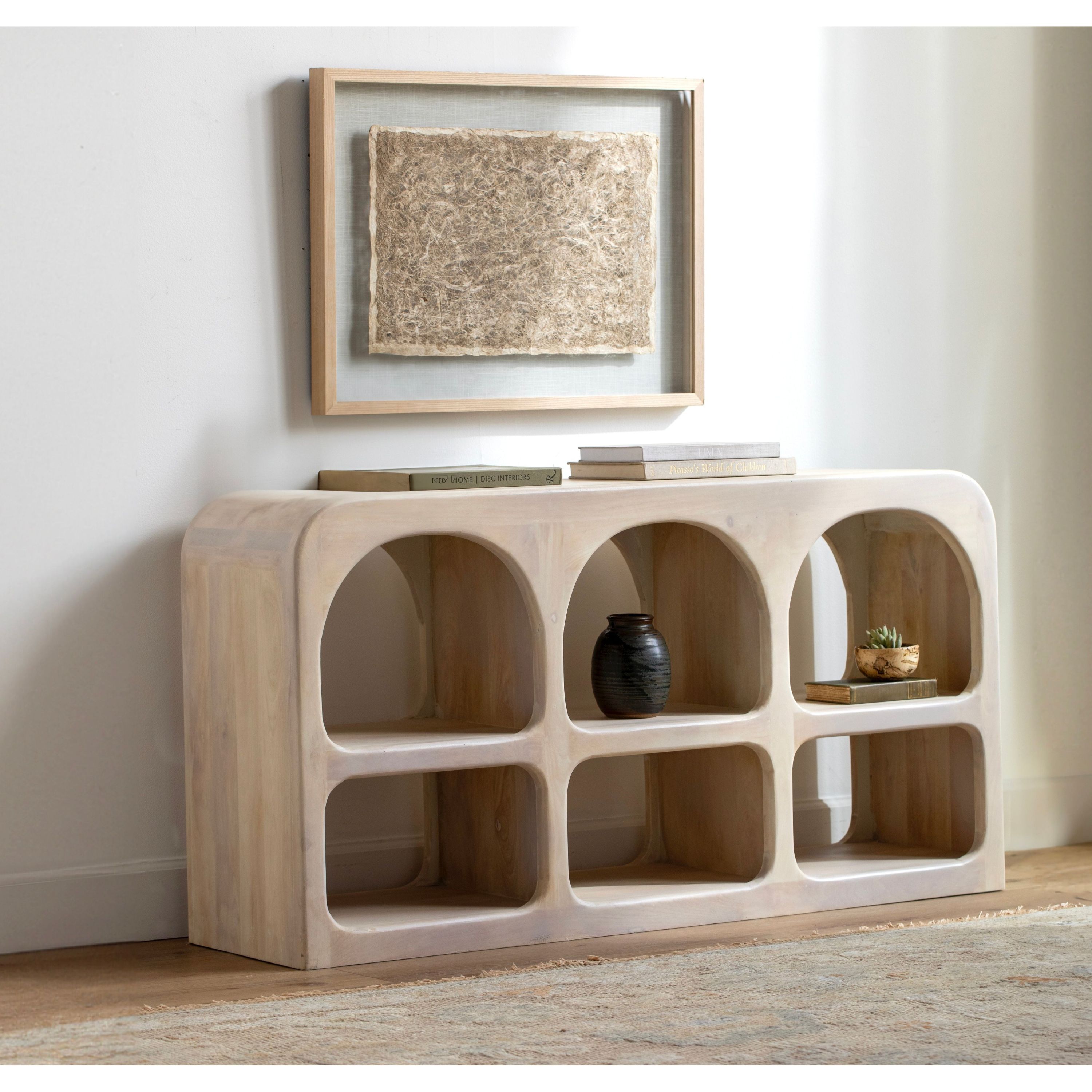 Surya Tana Modern Mango Wood with Shelves Console Table - Image 1
