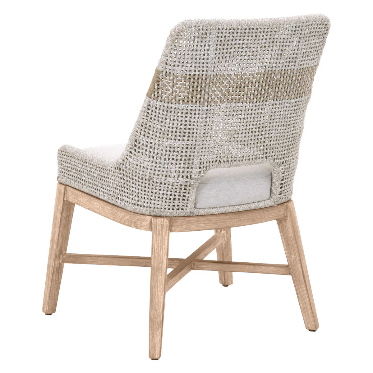 Essentials For Living Tapestry Dining Chair ~ Taupe & White Flat Rope, Taupe Stripe, Performance Pumice, Natural Gray Mahogany (SET of 2) - Image 3