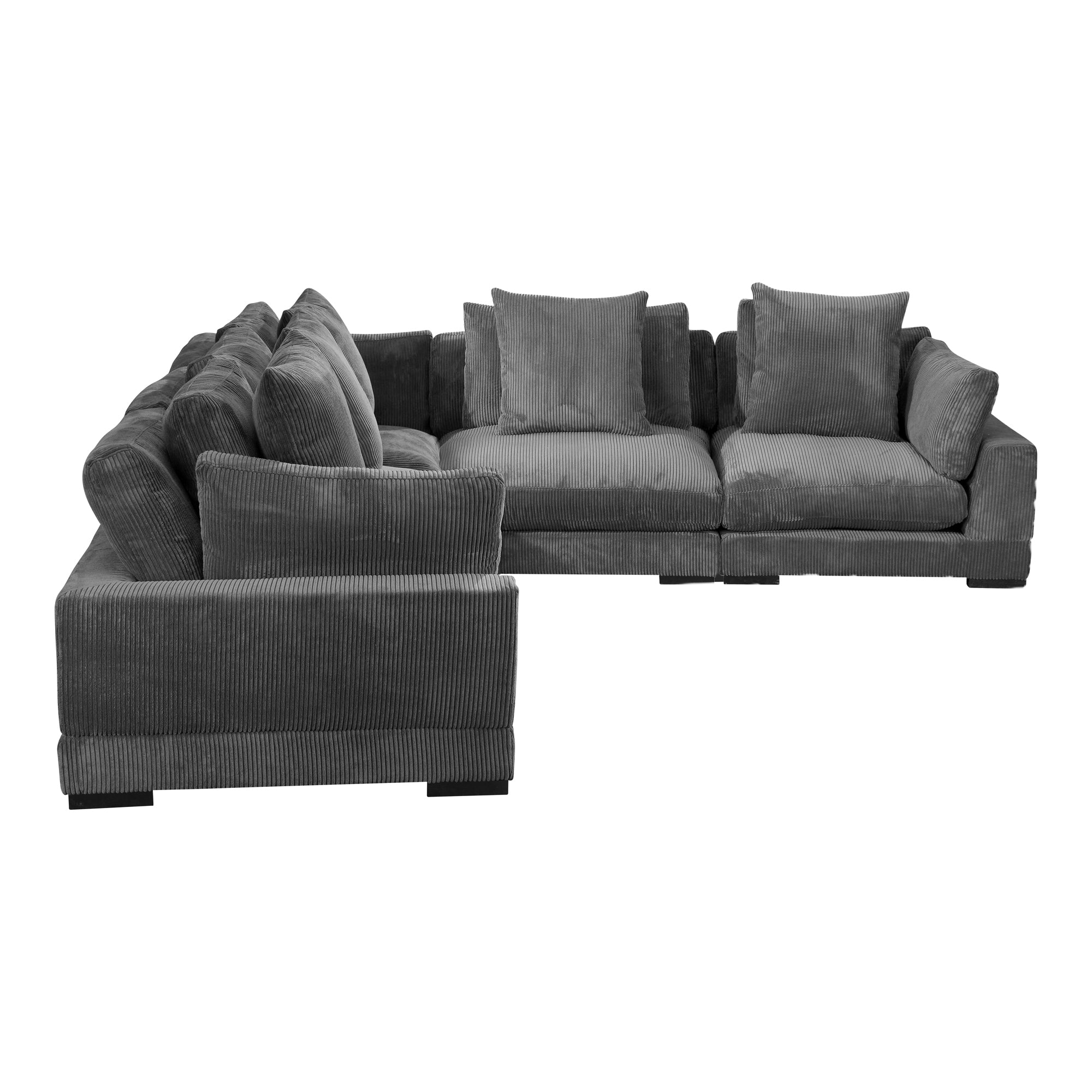 Moe’s Home Collection Tumble Classic  Charcoal Grey L-Shaped Modular Sectional