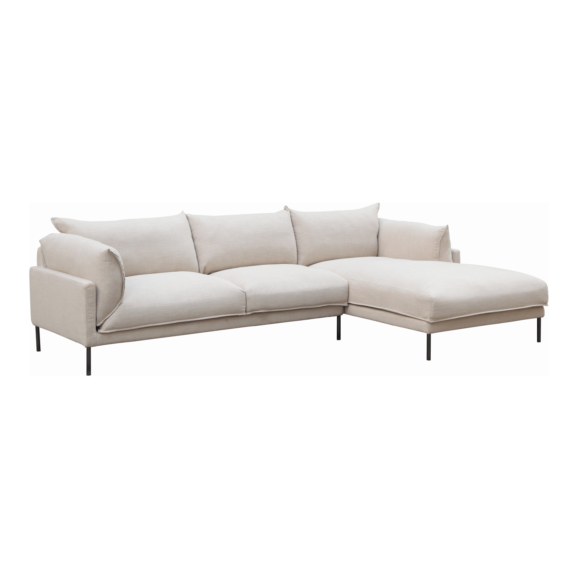 Moe's Home Collection Jamara Sandy Beige Right-Facing Sectional - Image 3