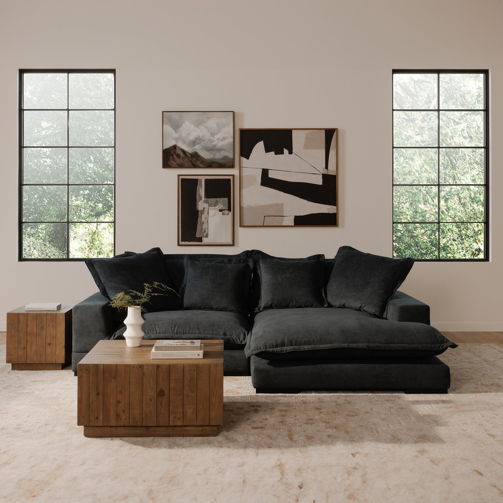 Moe’s Home Collection Daydream Sectional ~ Slate Blue Performance Fabric