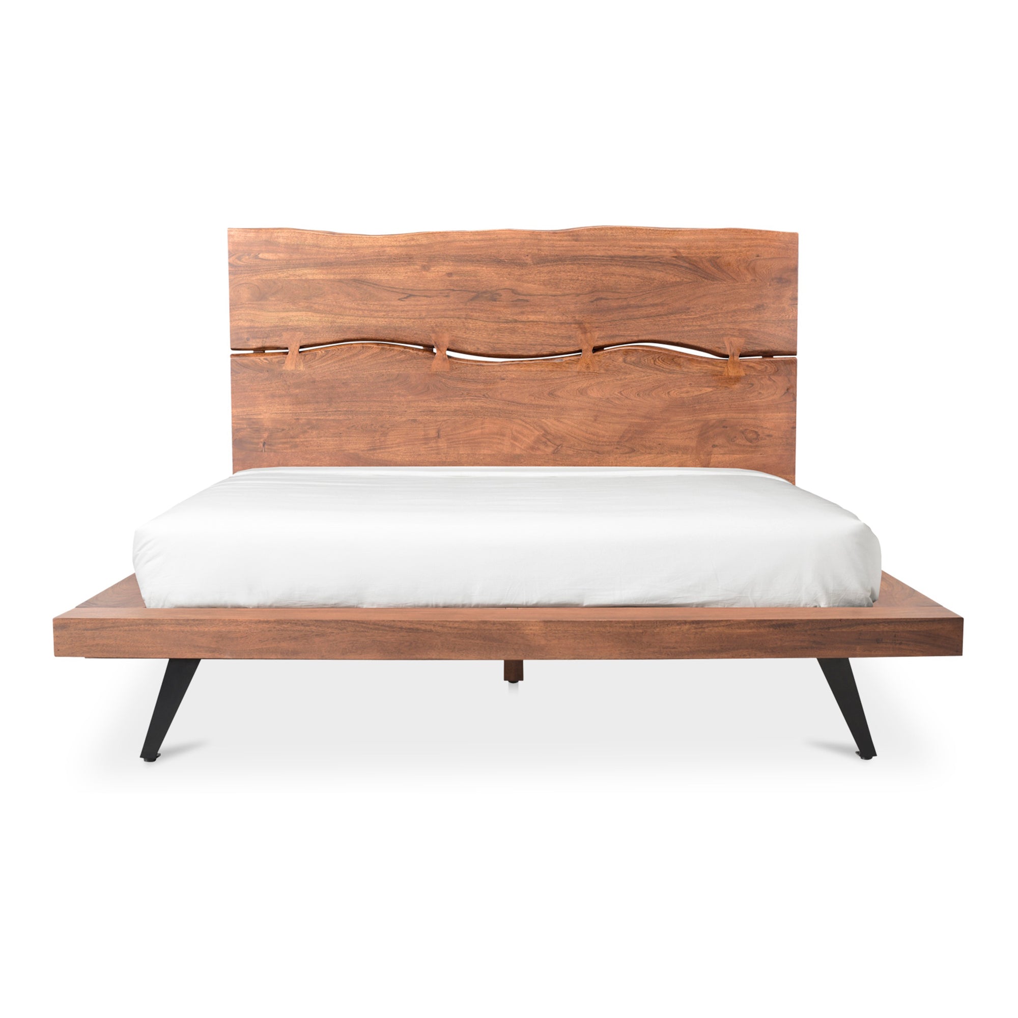 Moe's Home Collection Madagascar Brown Acacia Wood Platform Queen Size Bed - Image 1