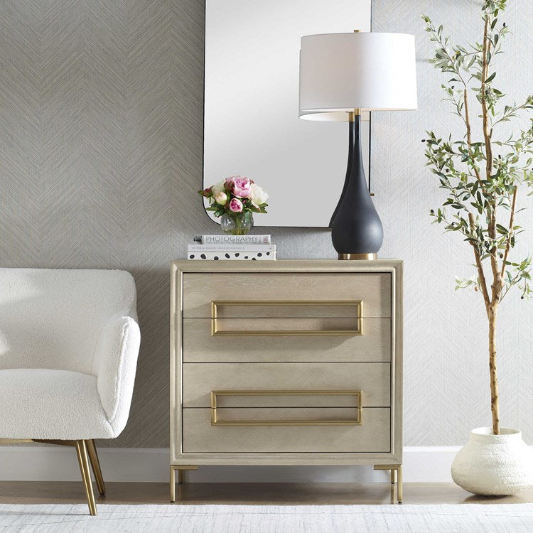 Uttermost Alessia Light Oak With Brushed Brass Chest - Image 1