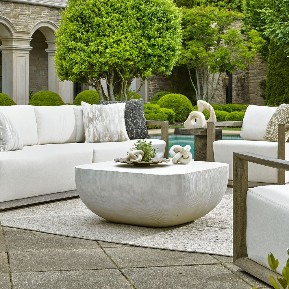 Uttermost Alma Warm Limestone Coffee Table ~ Indoor And Outdoor Use - Image 1