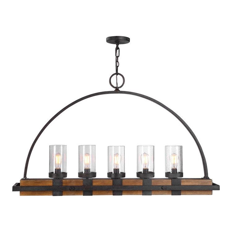 Uttermost Atwood Industrial Style Heavy Gauge Wood and Iron Kitchen Island Light
