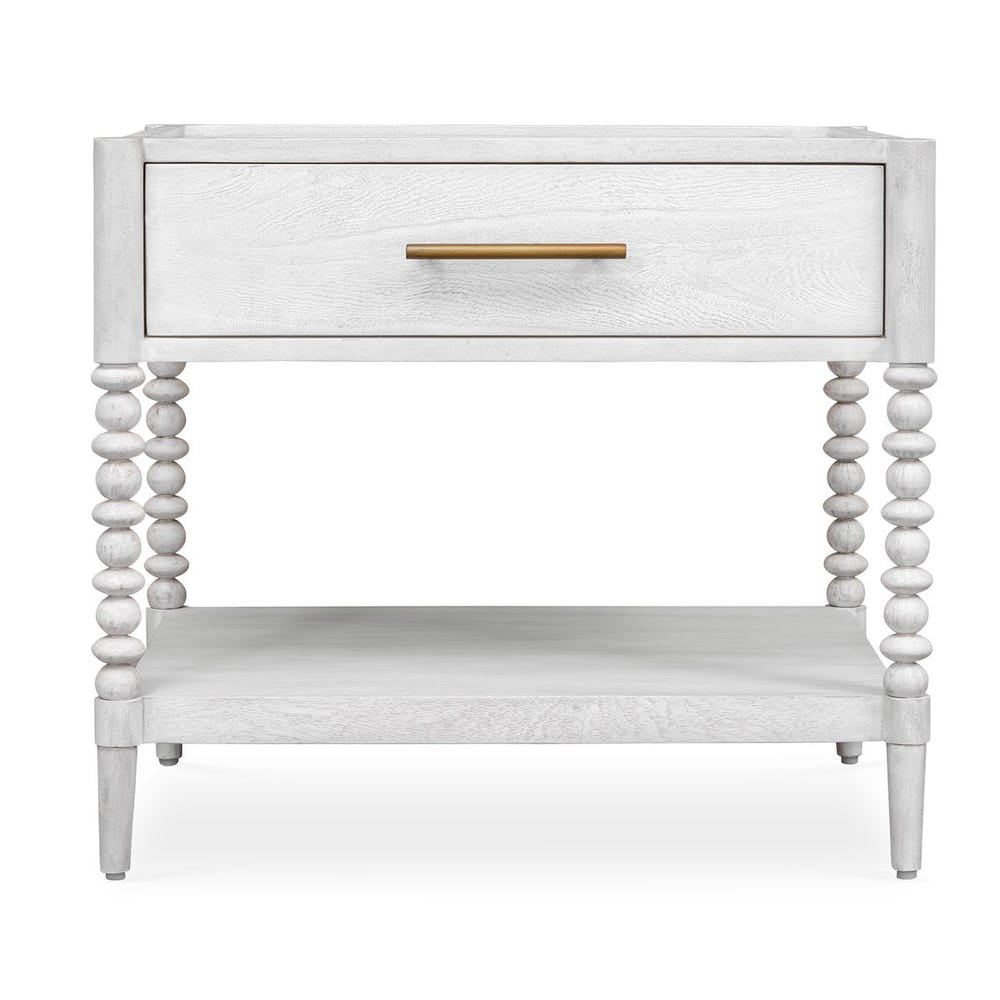 Uttermost Bales Mangi Wood Finished In Off- White Side Table