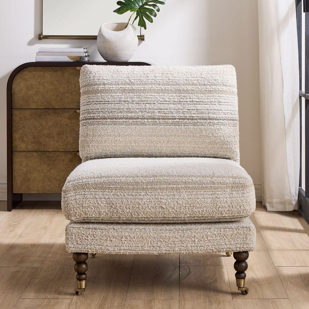 Uttermost Chatsworth Classic Taupe Stripped Accent Chair - Image 1