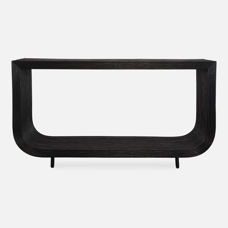 Uttermost Compton Black Natural Rattan Console Table - Image 1