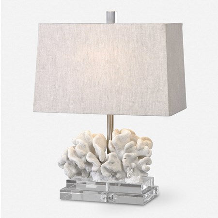 Uttermost Coral Sculpture Table Lamp With Beige Linen Shade - Image 1
