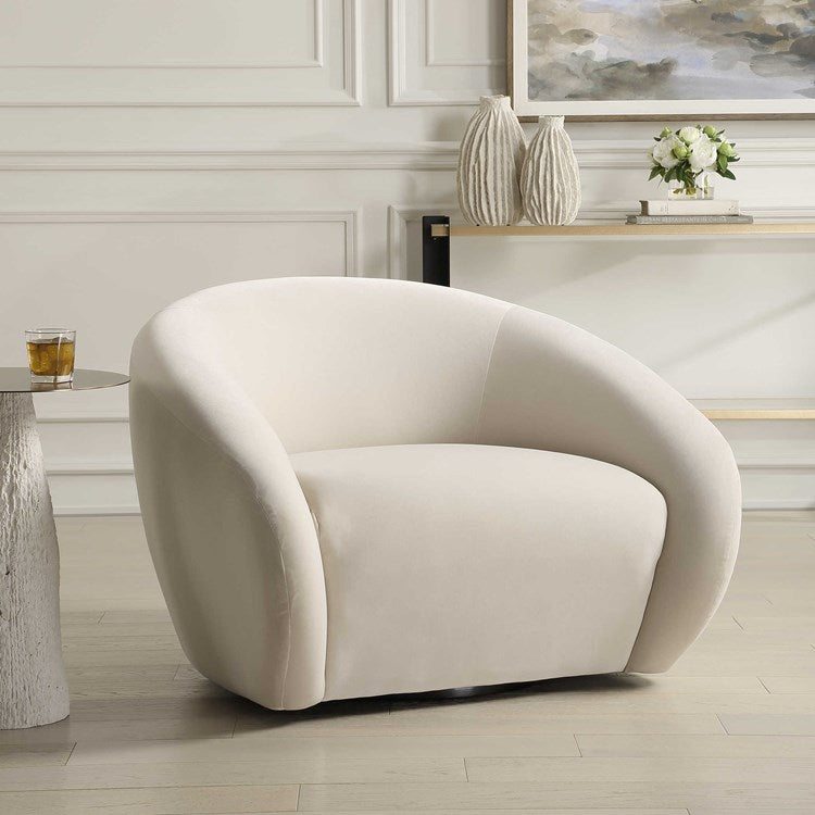 Uttermost DeSoto Cream Velvet Swivel Chair - Image 1