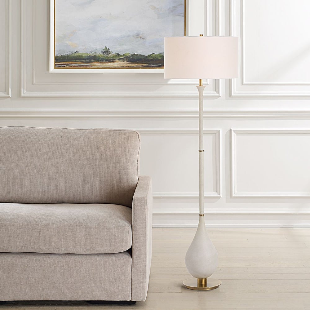 Uttermost Dewdrop Ivory Man- Made Stone Floor Lamp - Image 1