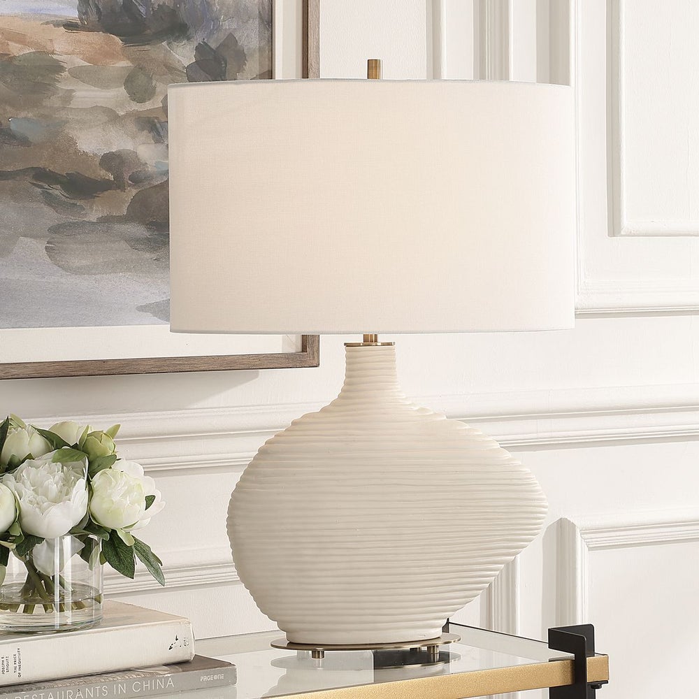Uttermost Duostacked Warm White Finish  Table Lamp - Image 1