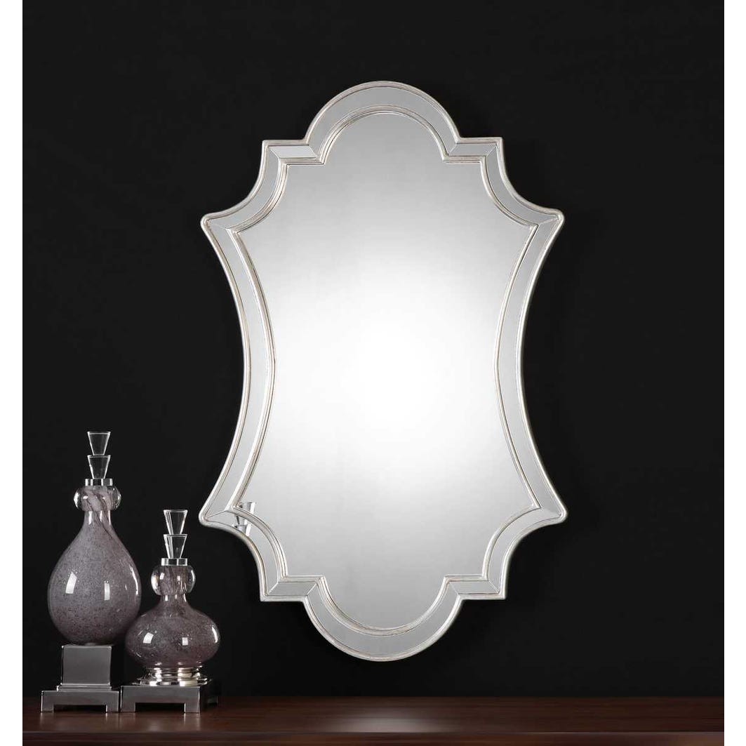 Uttermost Elara Curved Edge Finished Antique Silver Mirror - Image 1