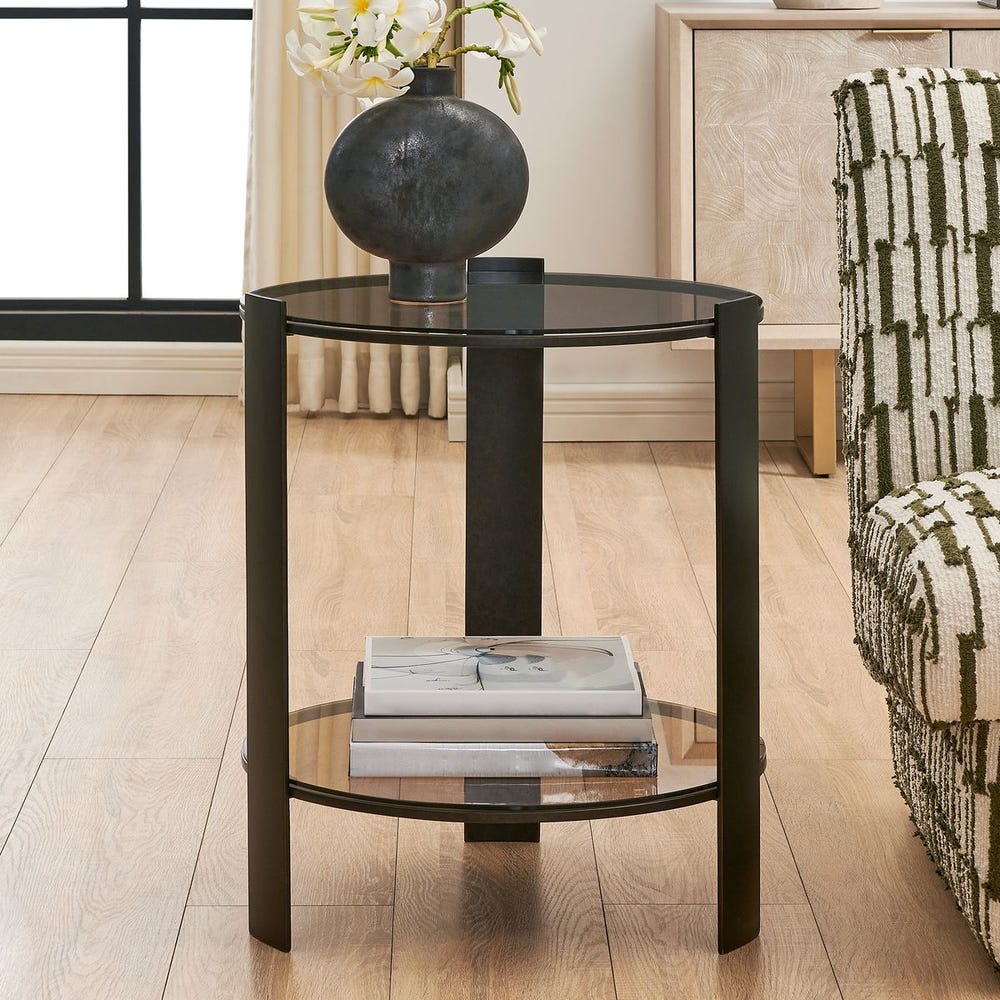 Uttermost Hanson Two Amber – Toned Glass Side Table