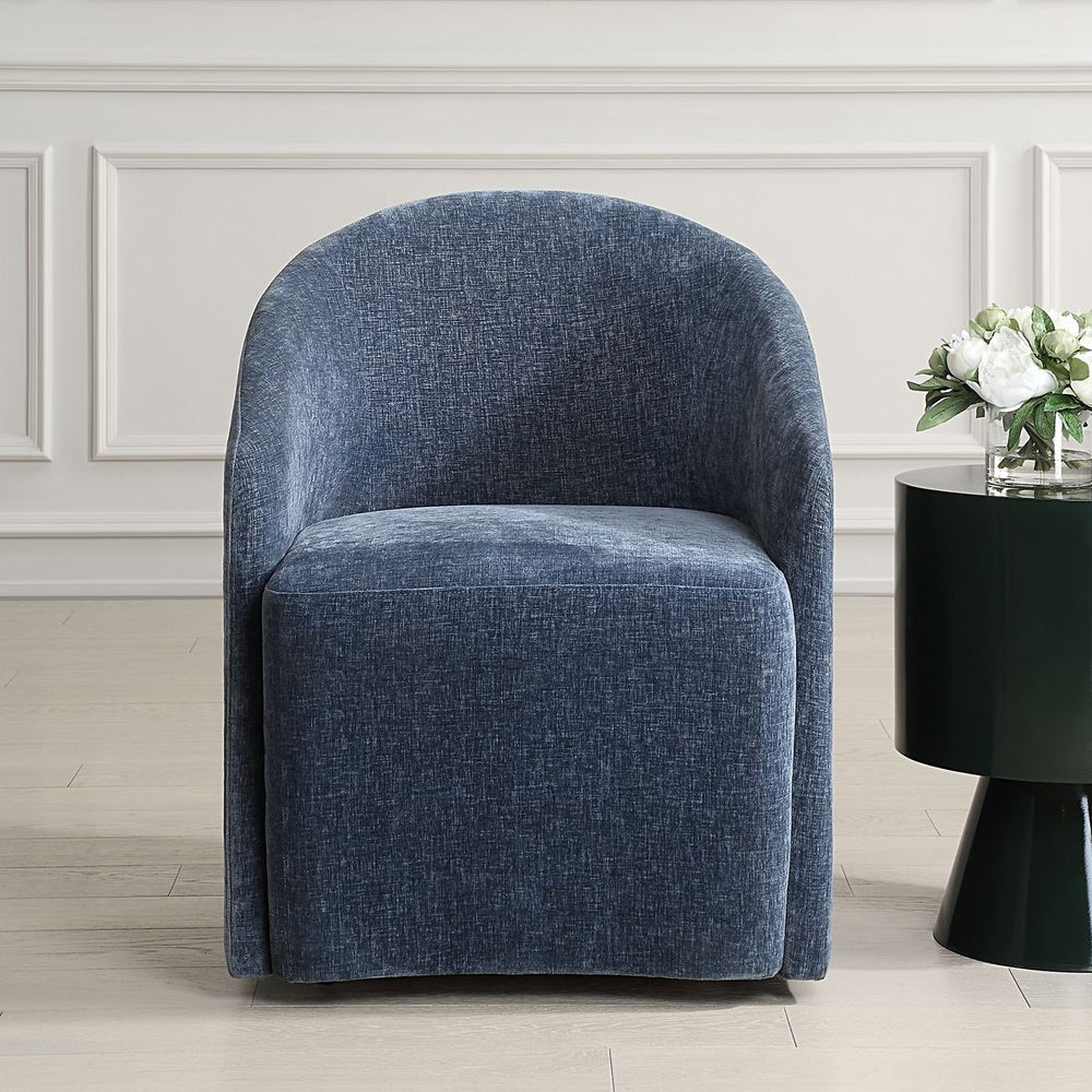 Uttermost Harbor Velvet Harbor Blue Dining Chair - Image 1