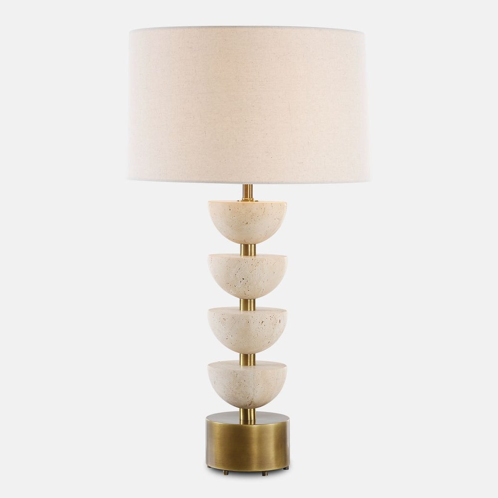 Uttermost Hemisphere Travertine with Brushed Brass Table Lamp - Image 2
