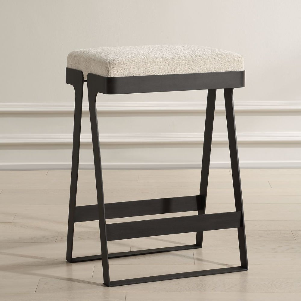 Uttermost Hover Ivory Chenille Boucle Counter Stools - Image 1