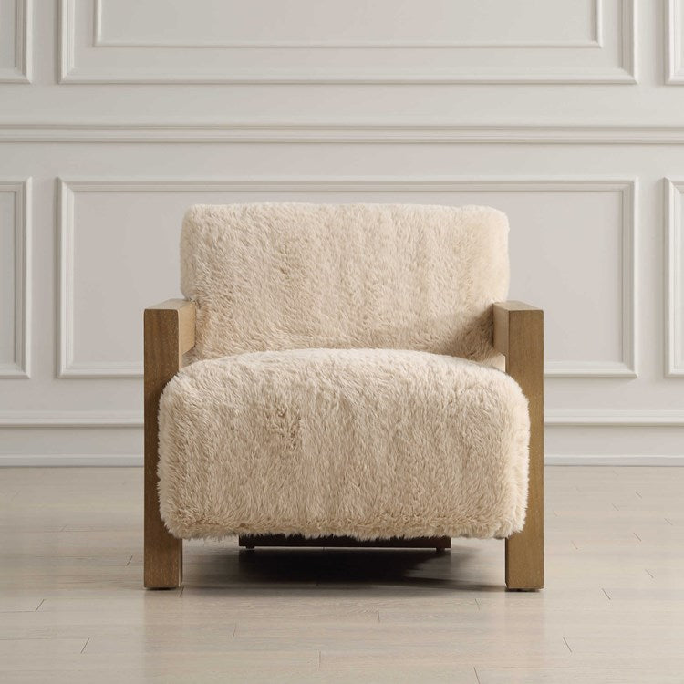 Uttermost Jackson Caramel Long Haired Faux Sheepskin Accent Chair - Image 1