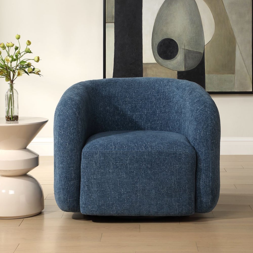 Uttermost Junie Blueberry Chenille Barrel Swivel Chair - Image 1