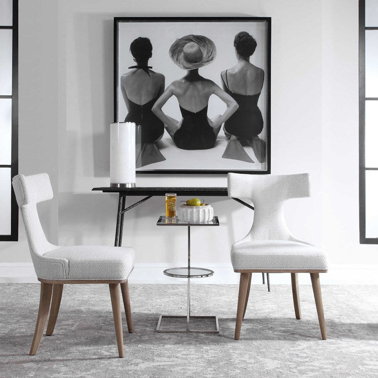 Uttermost Klismos White Performance Fabric Modern Dining Chairs Set of 2