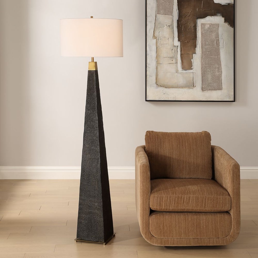 Uttermost Lathey Burned Wood Floor Lamp - Image 1