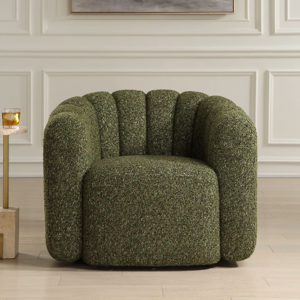 Uttermost Lenoir Olive Green Textured Boucle Swivel Chair - Image 1