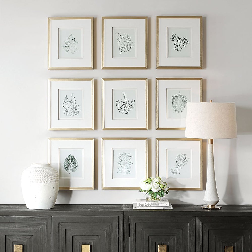 Uttermost Natures Script Framed Set of 9 Botanical Prints - Image 1