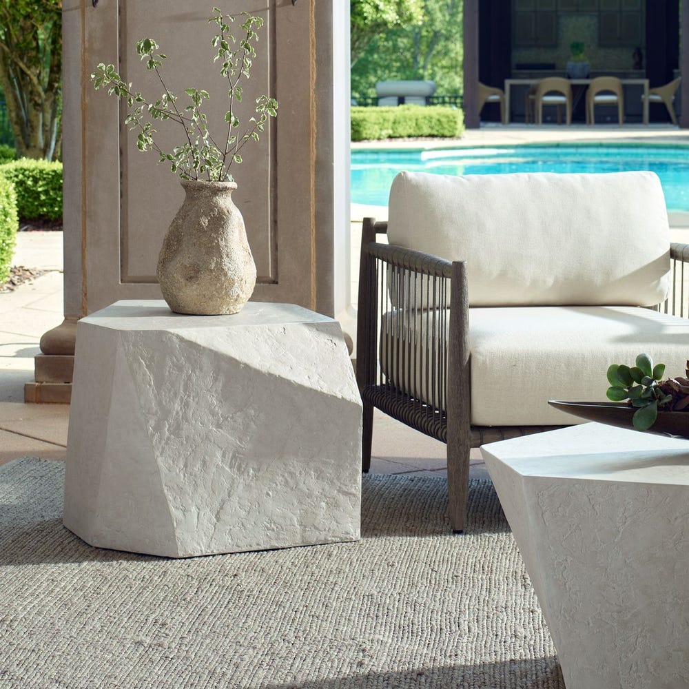 Uttermost Parra Limestone Side Table ~ Indoor And Outdoor Use - Image 1