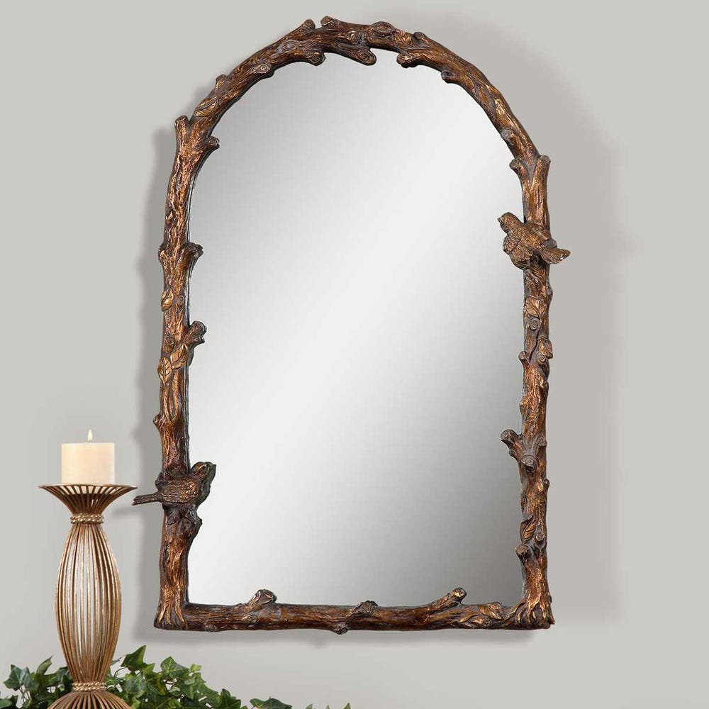 Uttermost Paza Distressed Antique Gold Leaf Arch Mirror - Image 1