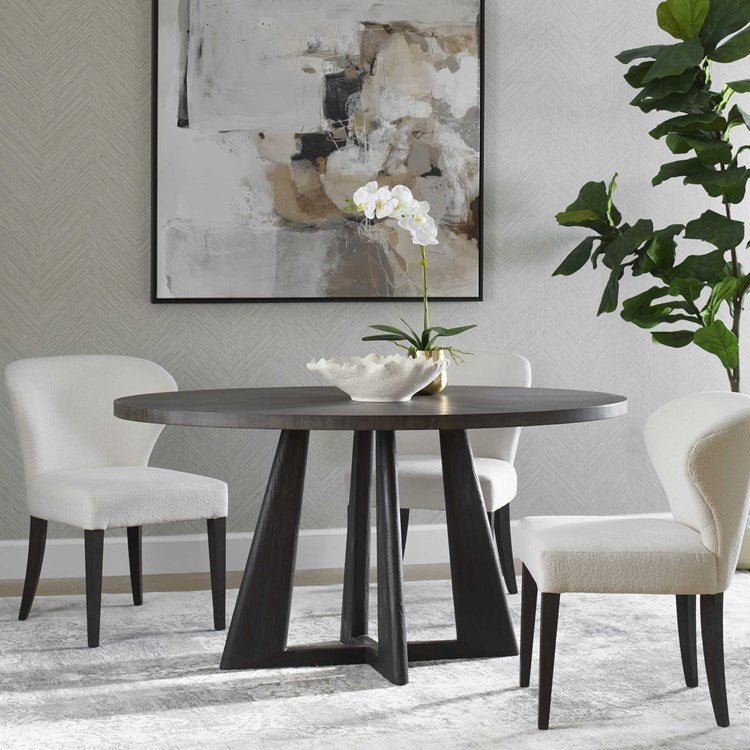 Uttermost Pulsar Dark Walnut With Light Gray Glaze Oval Dining Table - Image 1