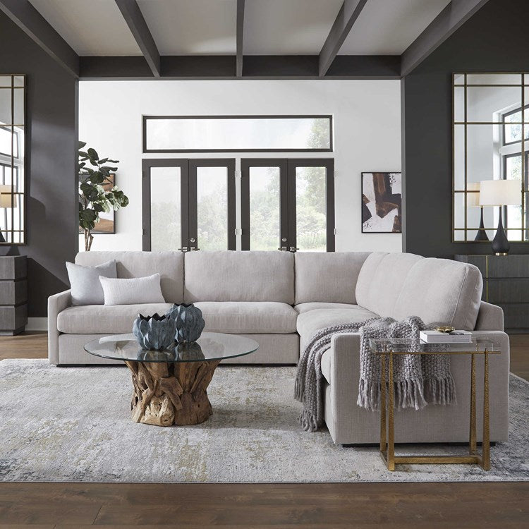 Uttermost Refuge Modular Sectional Sofa with Ottoman ~ Velvety Sand Performance Fabric