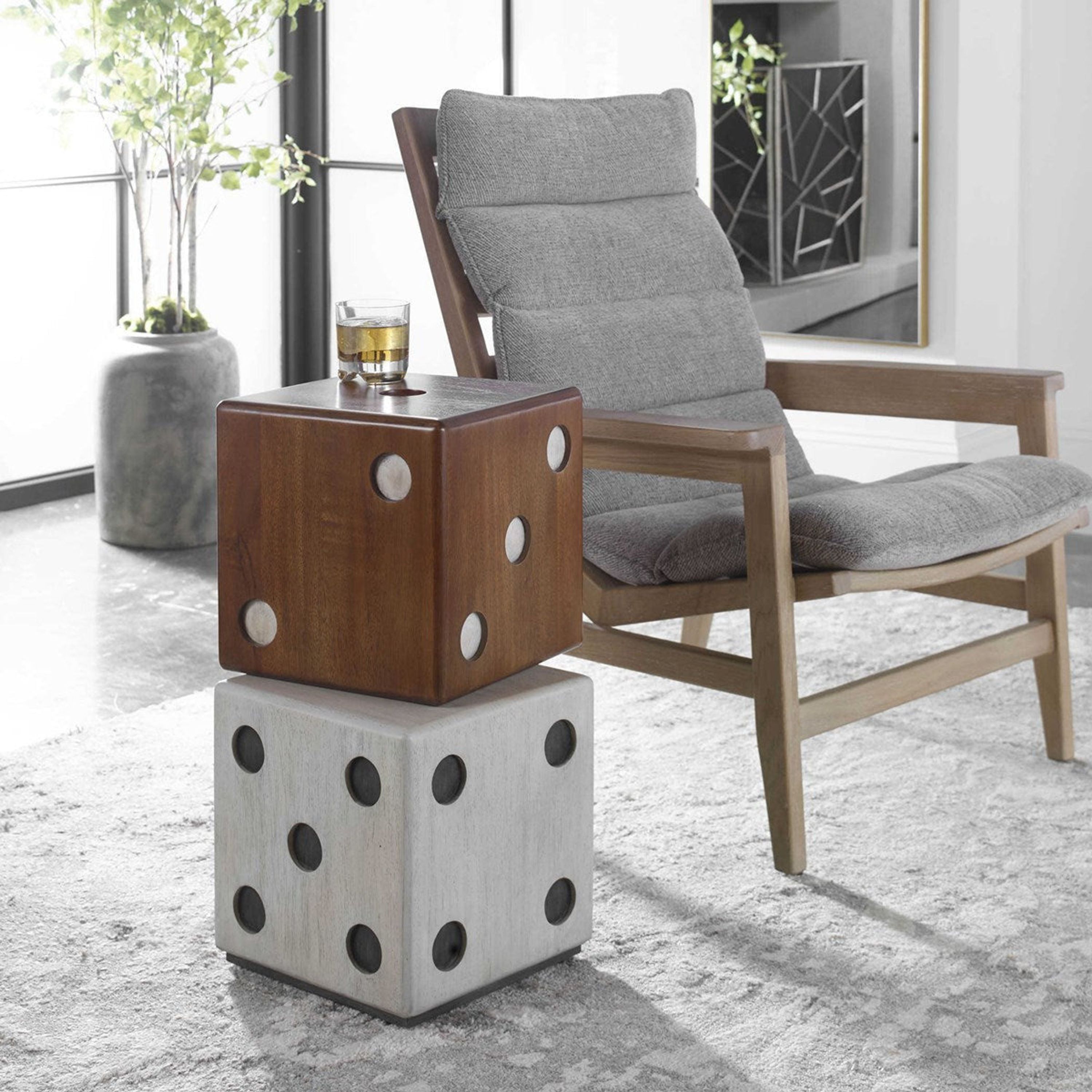 Uttermost Roll The Dice Wood Stacked Dice Game Room Accent Table - Image 1