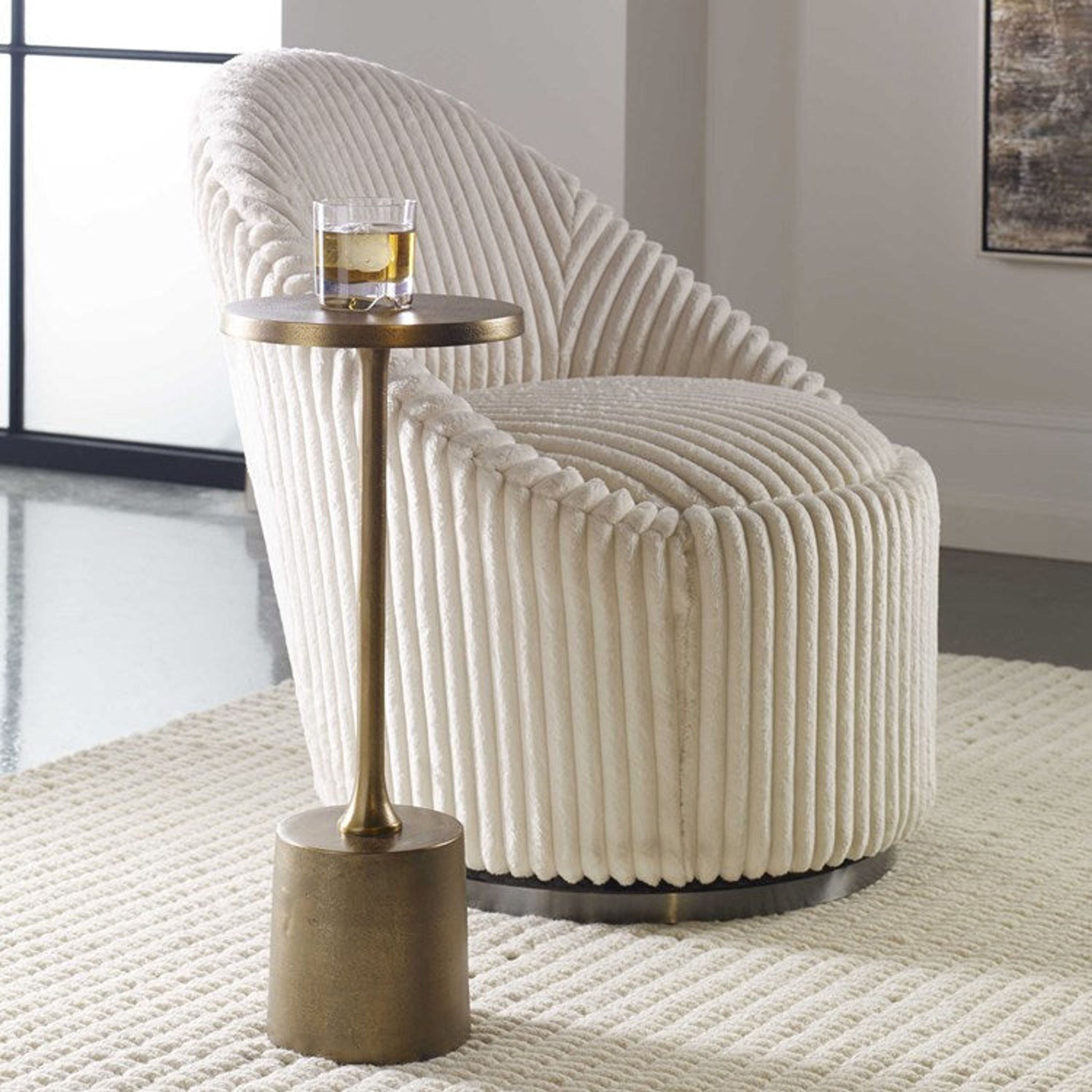 Uttermost Sanaga Antiqued Gold Modern Round Drink Table - Image 1