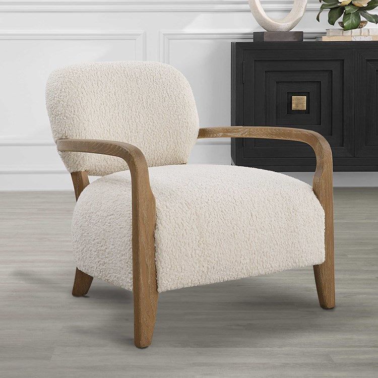 Uttermost Telluride Natural Faux Shearling Low Profile Accent Chair