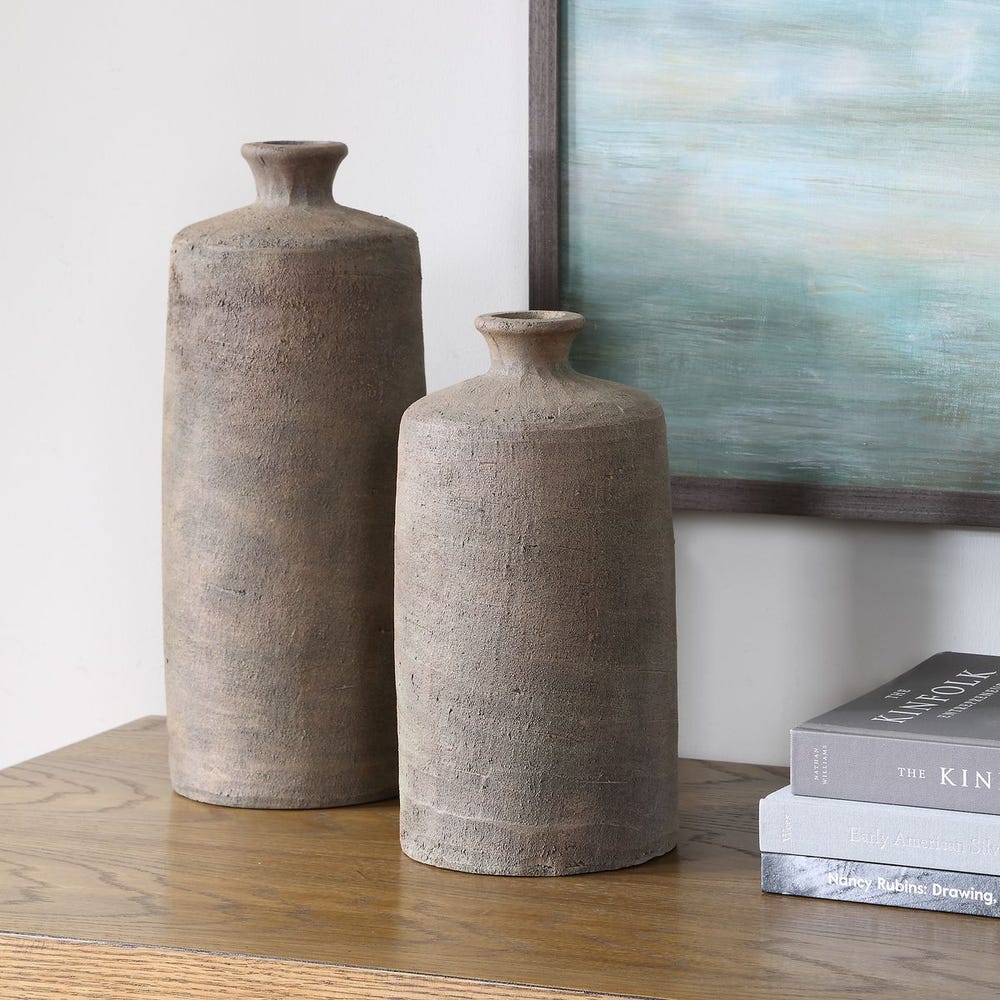 Uttermost Terrene Clay Vases ~ Set Of 2 - Image 1