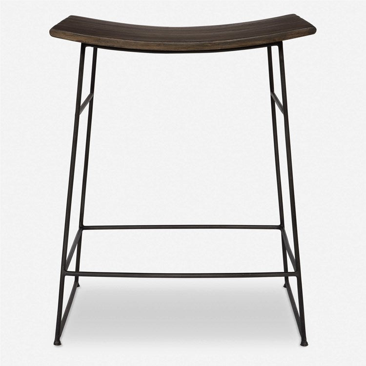 Uttermost Thura Mango Wood Curved Seat Counter Stool - Image 1