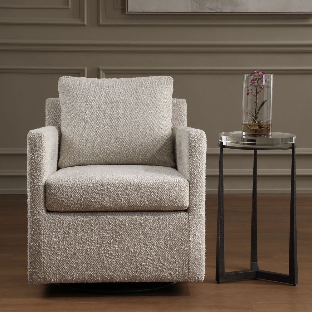 Uttermost Tisdell Cream Boucle Swivel Glider - Image 1