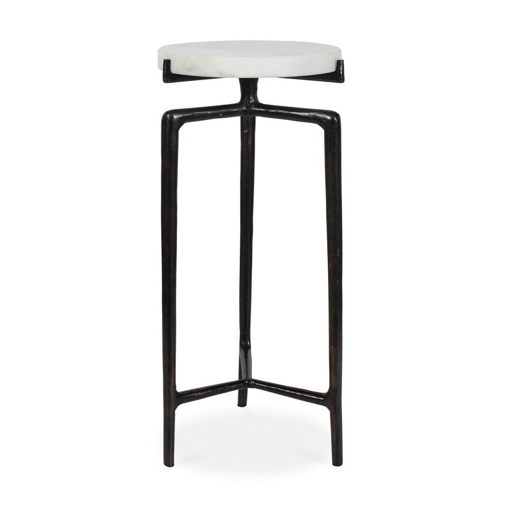 Uttermost Tobias White Marble Slab With Natural Veining Drink Table - Image 1