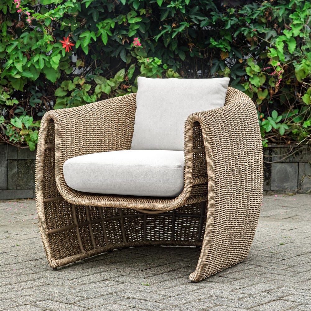 Uttermost Tropic Lounge Chair ~ Golden Flax ~ Indoor & Outdoor Use - Image 1
